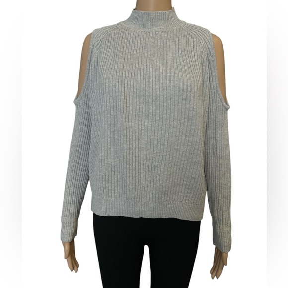 Grey Cold Shoulder Knit Sweater - Size Small - Picture 1 of 4